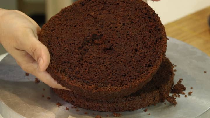 Cut cake into 3 layers