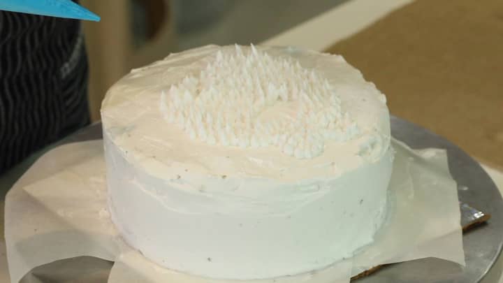 Cover cake with cream from all sides
