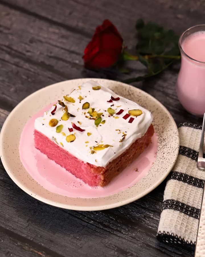 Rose milk cake without oven