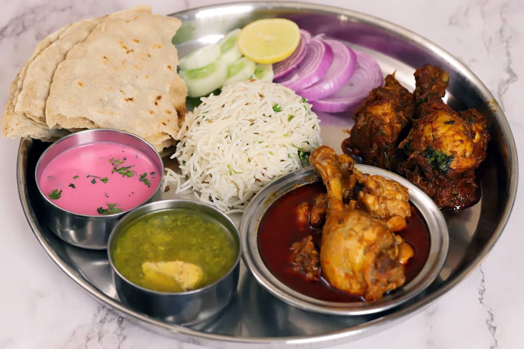 Maharashtrian chicken thali